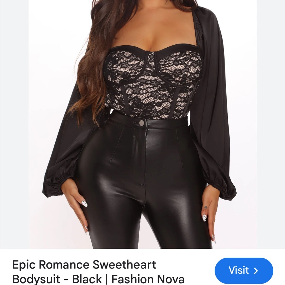 Fashion Nova Black and White Lace Bodysuit